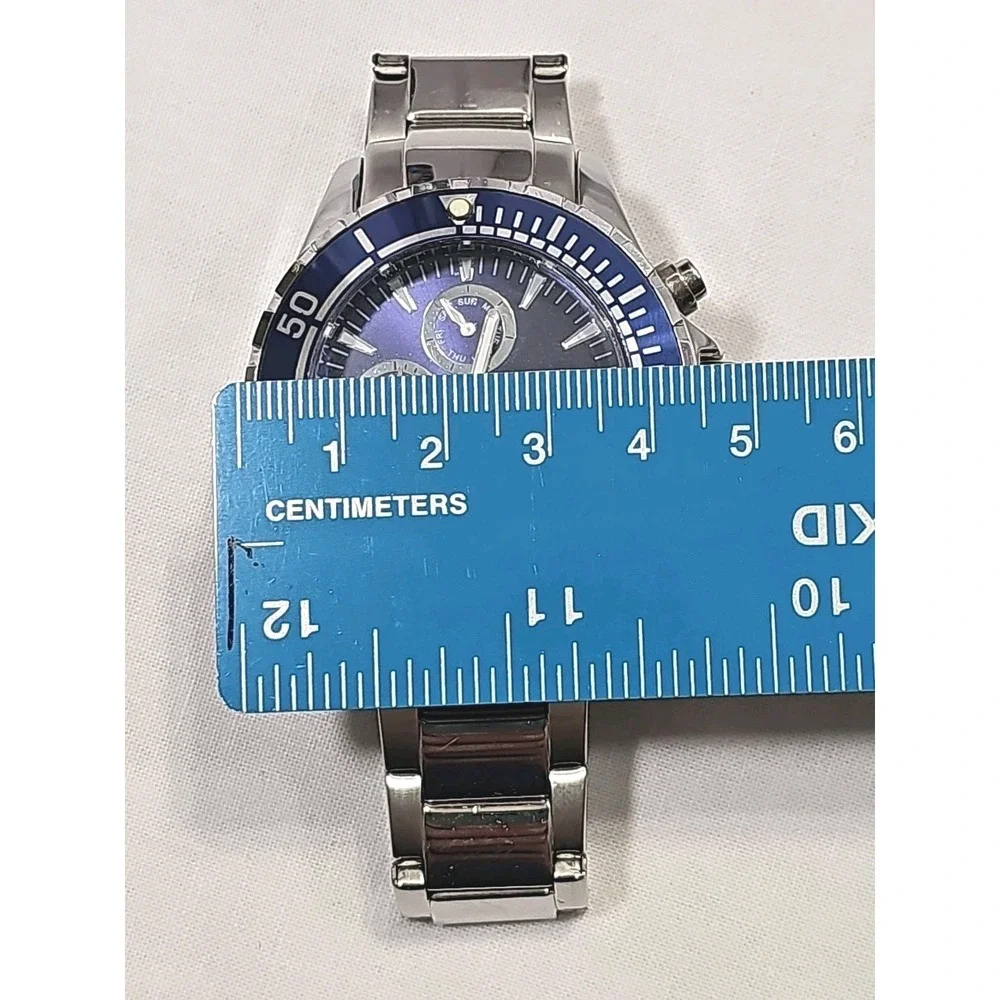 SO&CO Quartz Watch Men 100m Screwdown Crown Rotating Bezel Blue Need New Battery